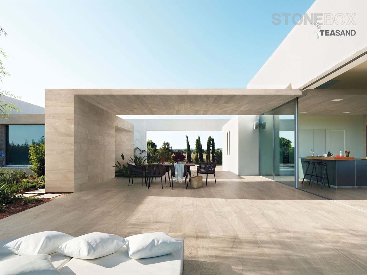 A mix of elegant and exclusive stones that eloquently interpret the style and needs of contemporary living. 
The surface faithfully reproduces the grain of natural stone.